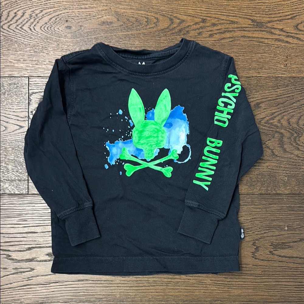 Psycho Bunny Kids Black and Green Graphic Tee